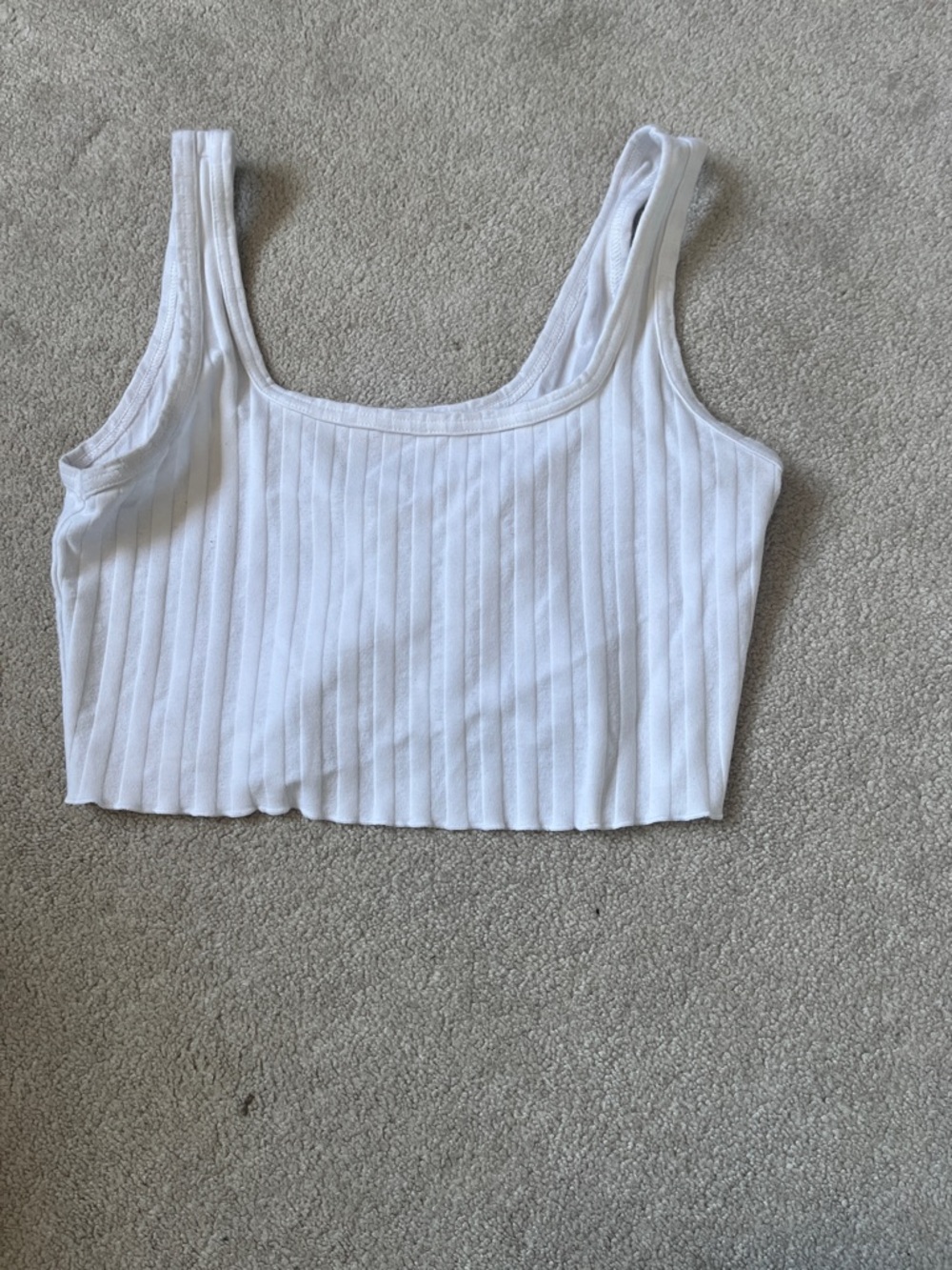 Ribbed Square-Neck Crop Top - White